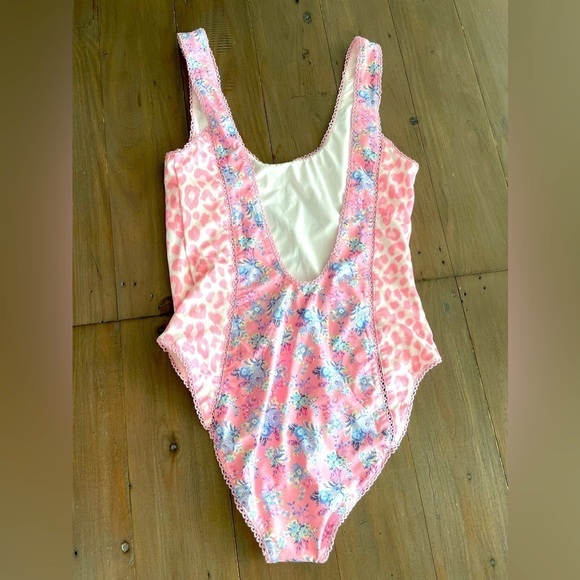 LoveShackFancy Mikkel floral one piece pink floral swimsuit NWOT - Picture 6 of 8